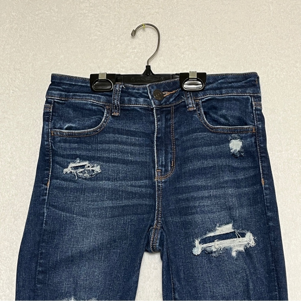 American Eagle Next Level Stretch Hi-Rise Jeggings Distressed Blue 4S - Picture 3 of 15